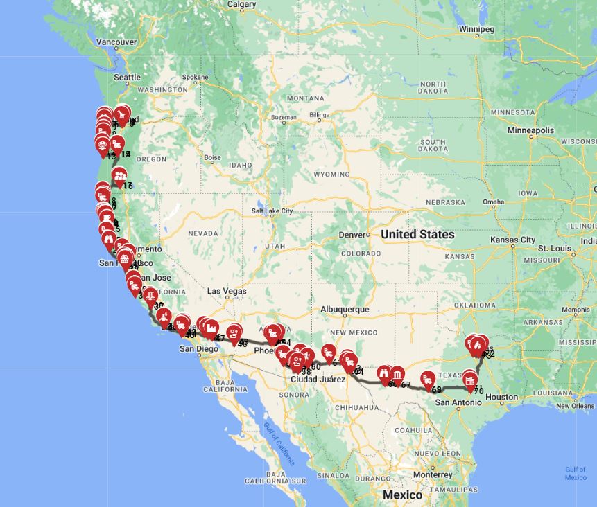 Portland to Dallas RV trip planner